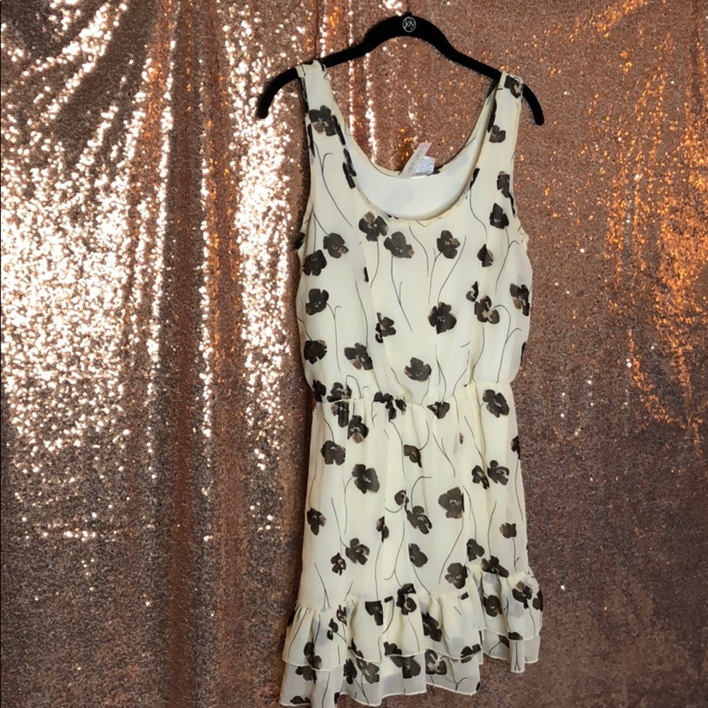 Cream floral A-line dress